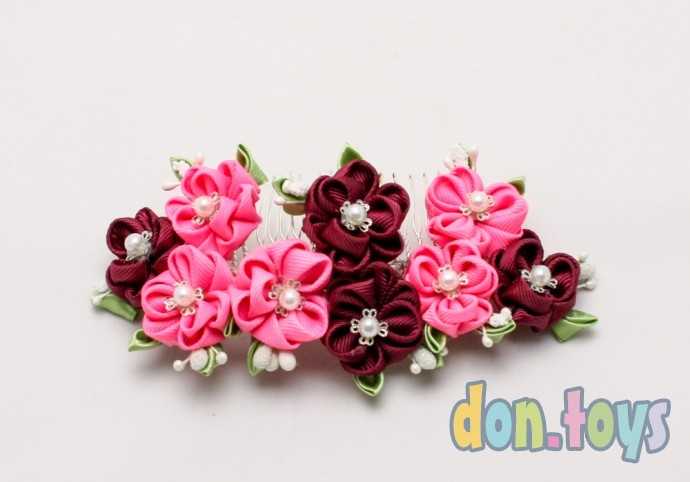 ​Гребень для волос Цветы розово-бордовые, фото 3