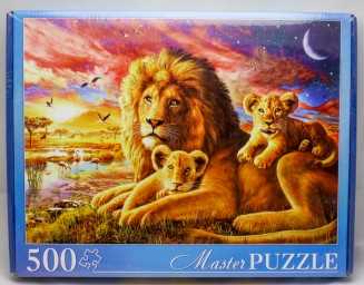 ​ПАЗЛЫ 500 эл. АДРИАН ЧЕСТЕРМАН. ЛЬВЫ НА ЗАКАТЕ Masterpuzzle, арт. МГМП500-6168