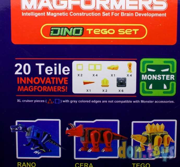 ​Конструктор магнитный Динозавр, 20 деталей, свет, звук, арт. LQ 625, фото 8