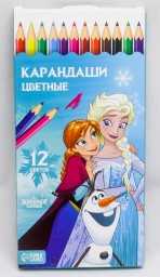 ​Лицензия. Карандаши 12 цветов "Эльза и Анна", заточенные, шестигранные, арт. 5012651