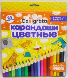 ​Карандаши 24 цвета, корпус деревянный, треугольный, в картонной коробке, арт. 1014642