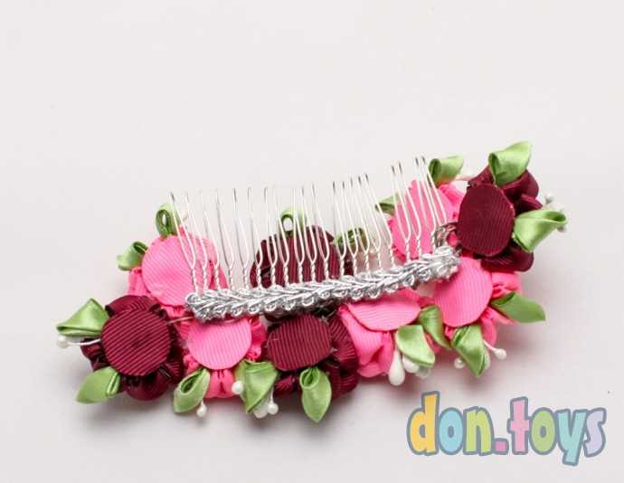 ​Гребень для волос Цветы розово-бордовые, фото 4