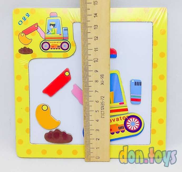 Деревянный магнитный пазл 8 элементов, Экскаватор, арт. ИД-0001, фото 3